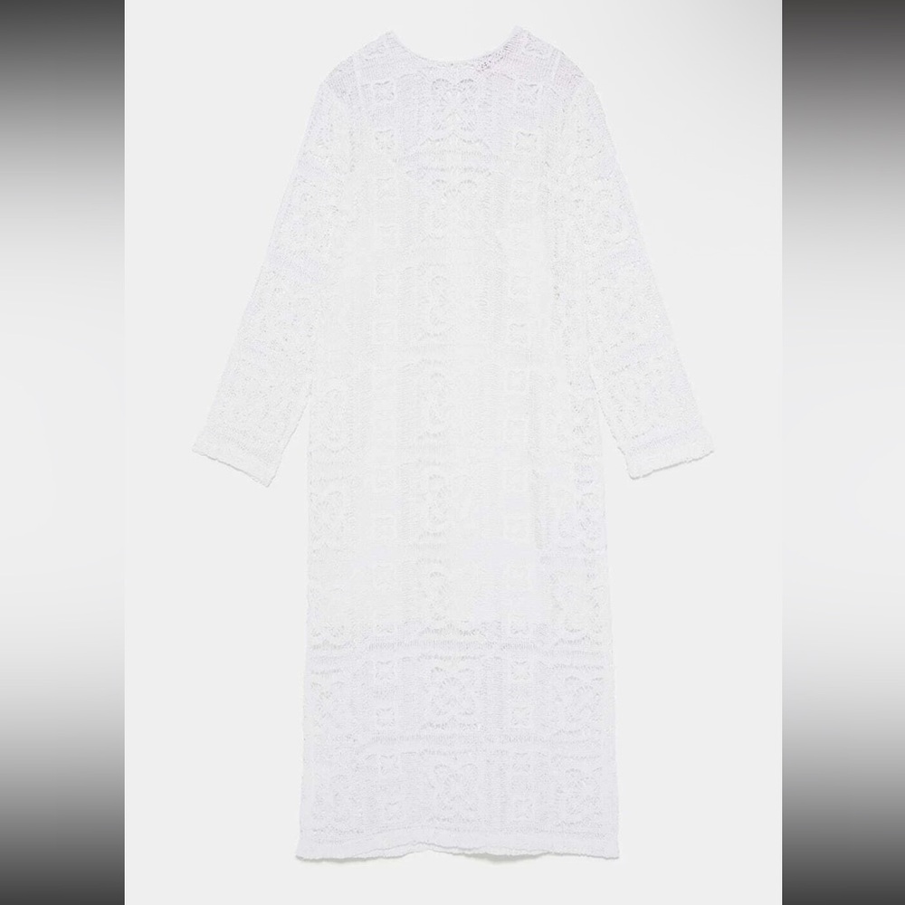 Zara boho crochet knit midi dress blogger favorite - Picture 8 of 9